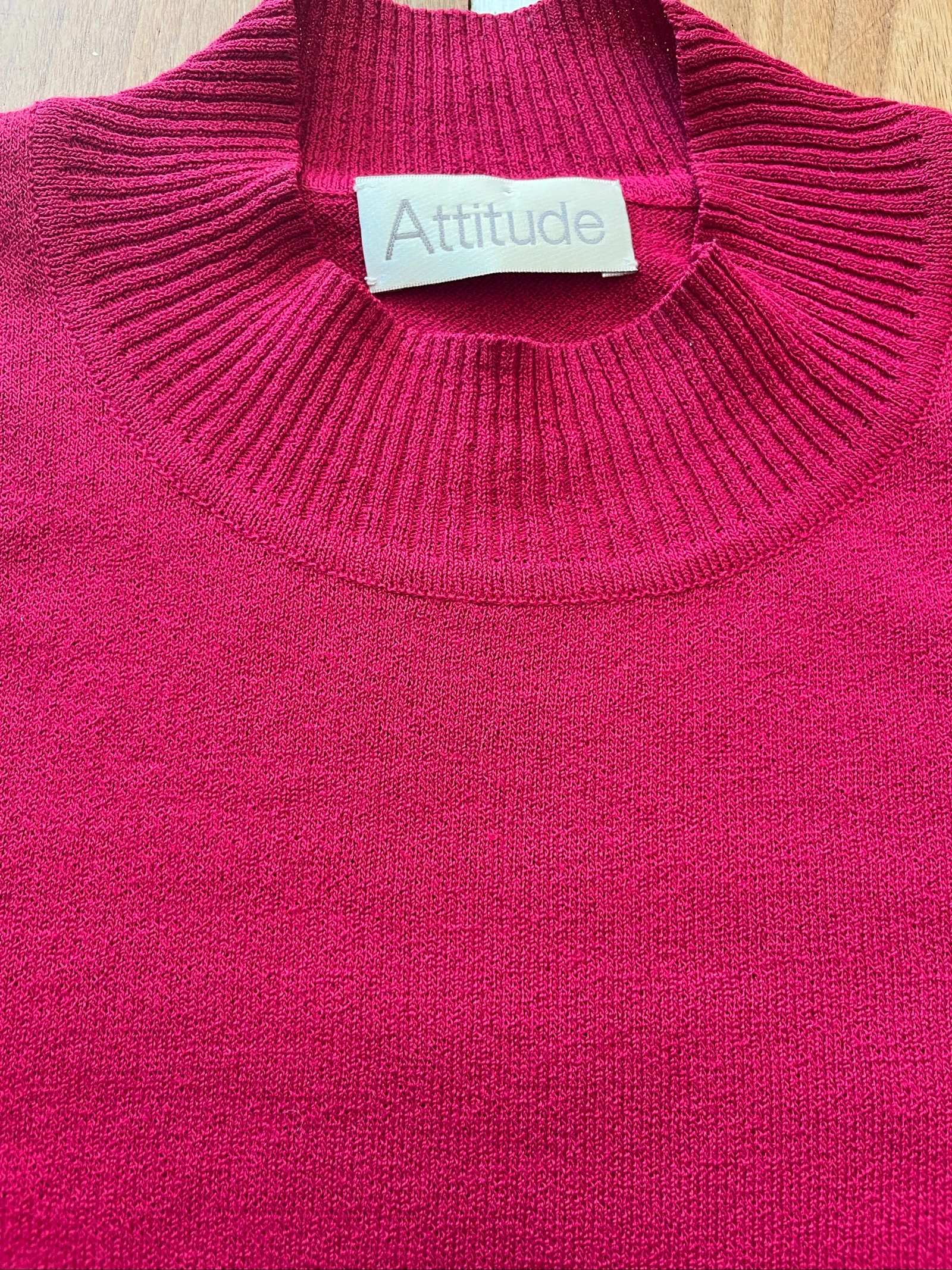 🌺 𝒎𝒛 | Attitude fijngebreide top fuchsia | maat 46 valt 44/46 | korte mouw | wolmix – photo 4